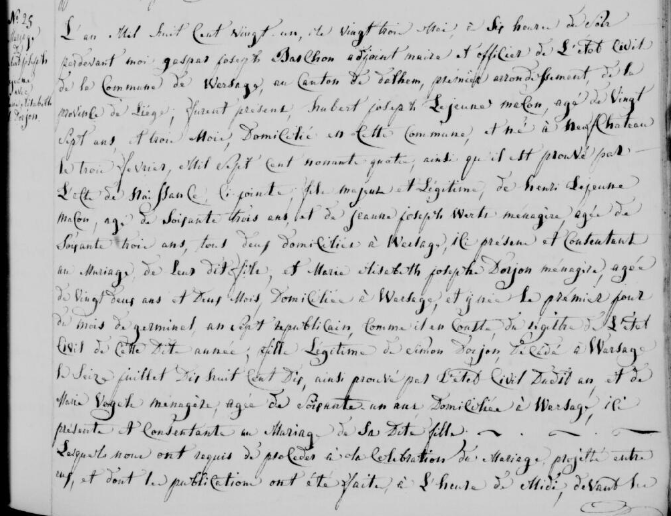 Document numérisé de mariage