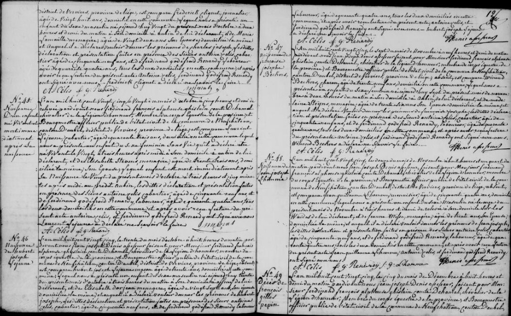 Acte de naissance de Hubert Joseph LEJEUNE