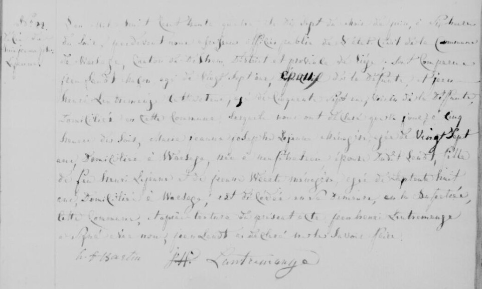 Document de décès de Marie Jeanne Joseph LEJEUNE