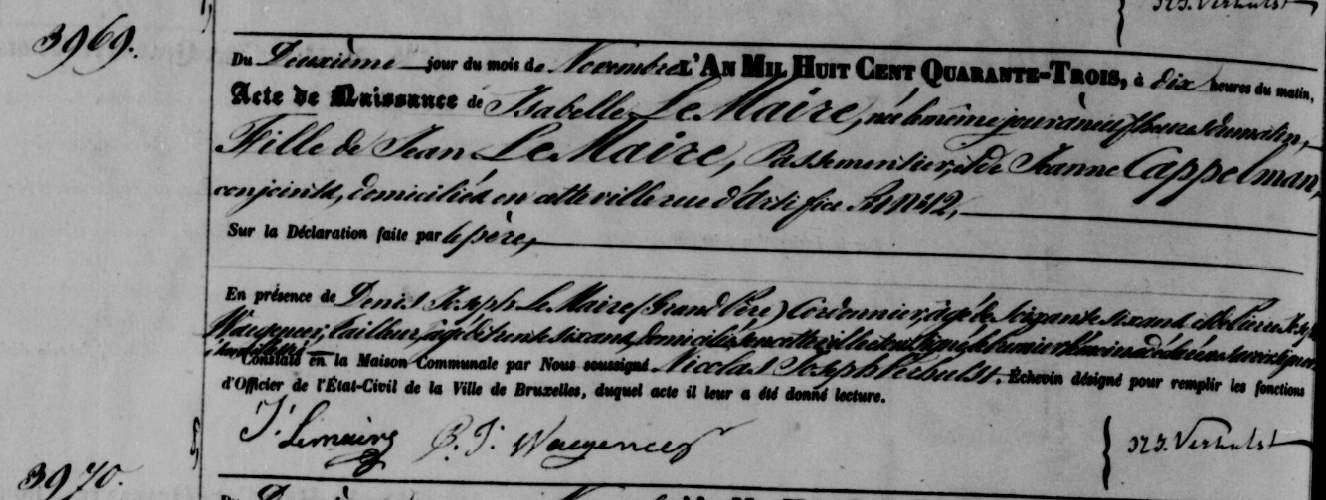 Acte de naissance de Isabelle LEMAIRE