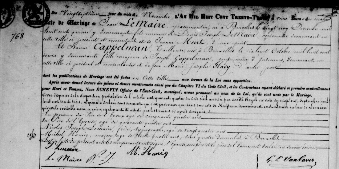 Document numérisé de mariage