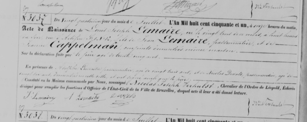 Acte de naissance de Louis Joseph LEMAIRE
