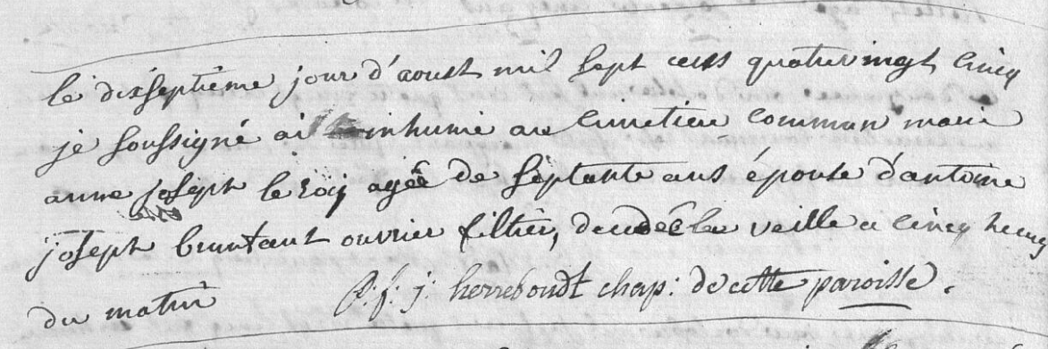 Document de décès de Marie Anne Joseph LEROY