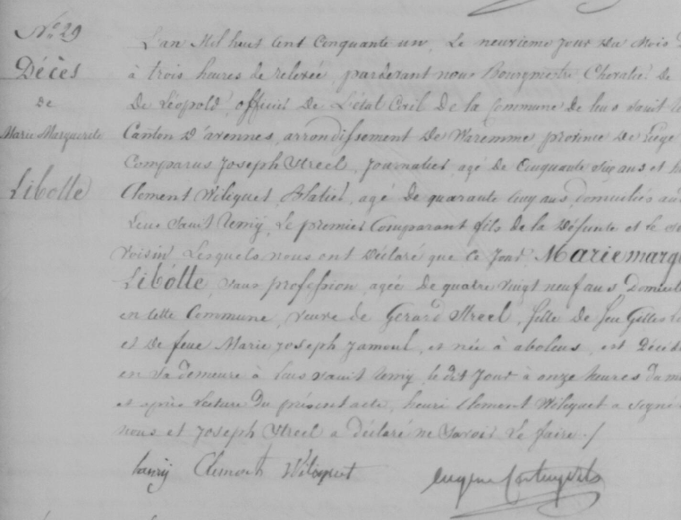 Acte de naissance de Marie Marguerite LIBOTTE