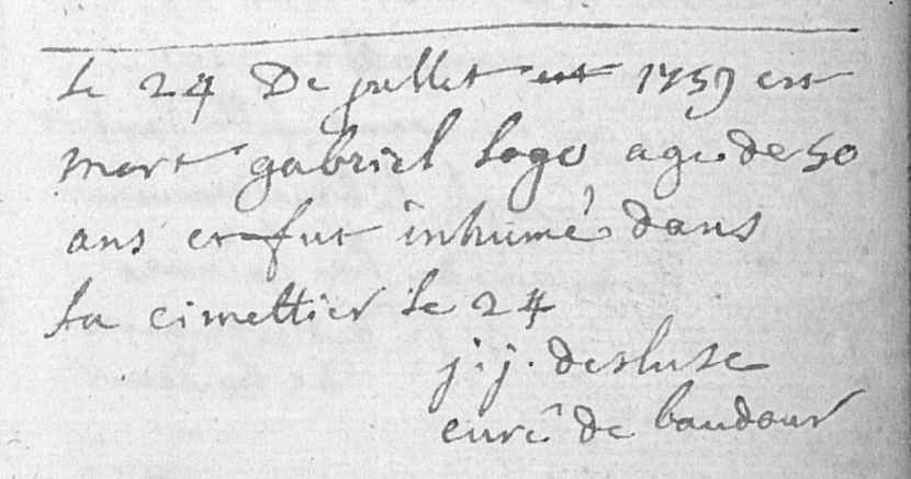 Document de décès de Gabriel LOGEOT