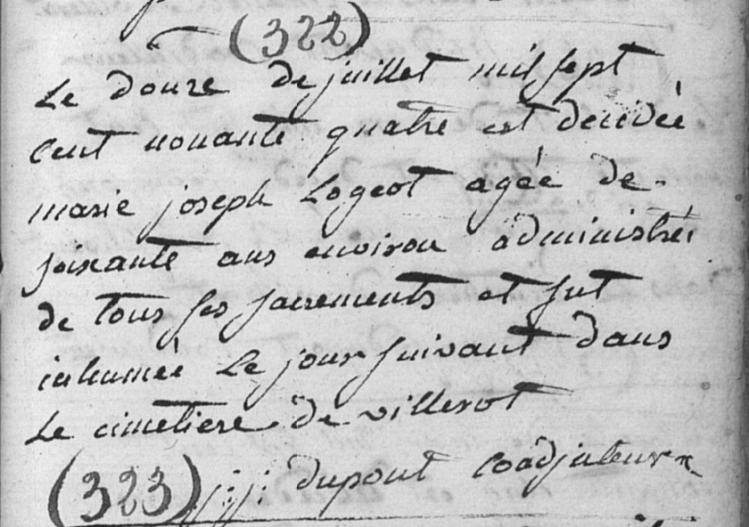 Document de décès de Marie Joseph LOGEOT