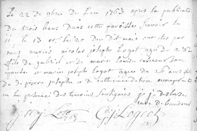 Document numérisé de mariage