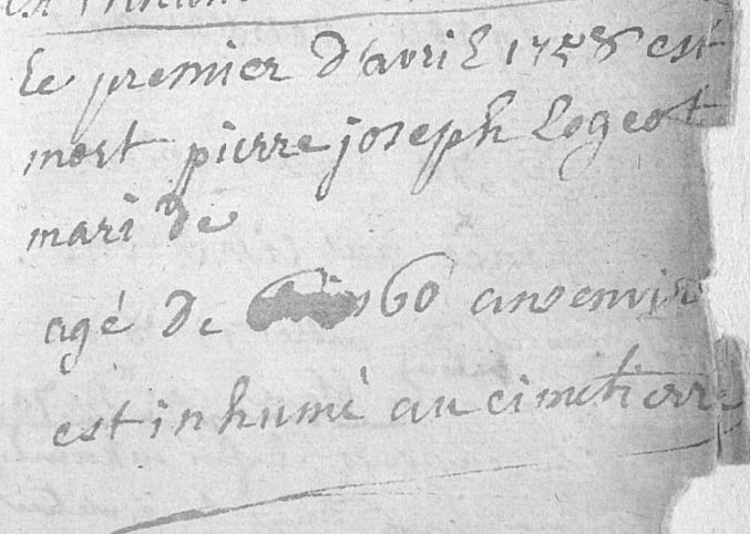 Acte de naissance de Pierre Joseph LOGEOT