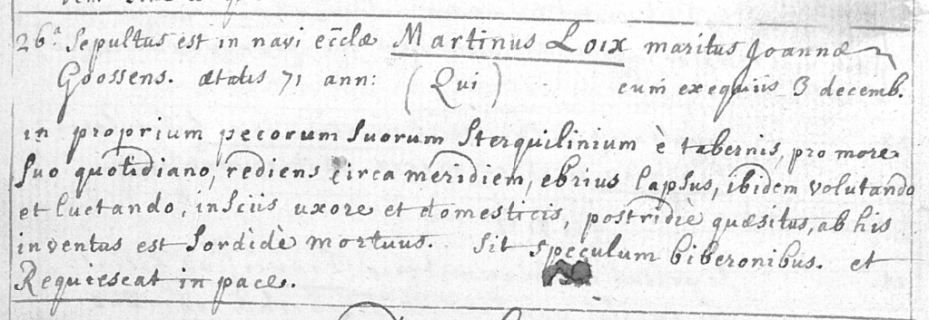 Document de décès de Martin LOIX