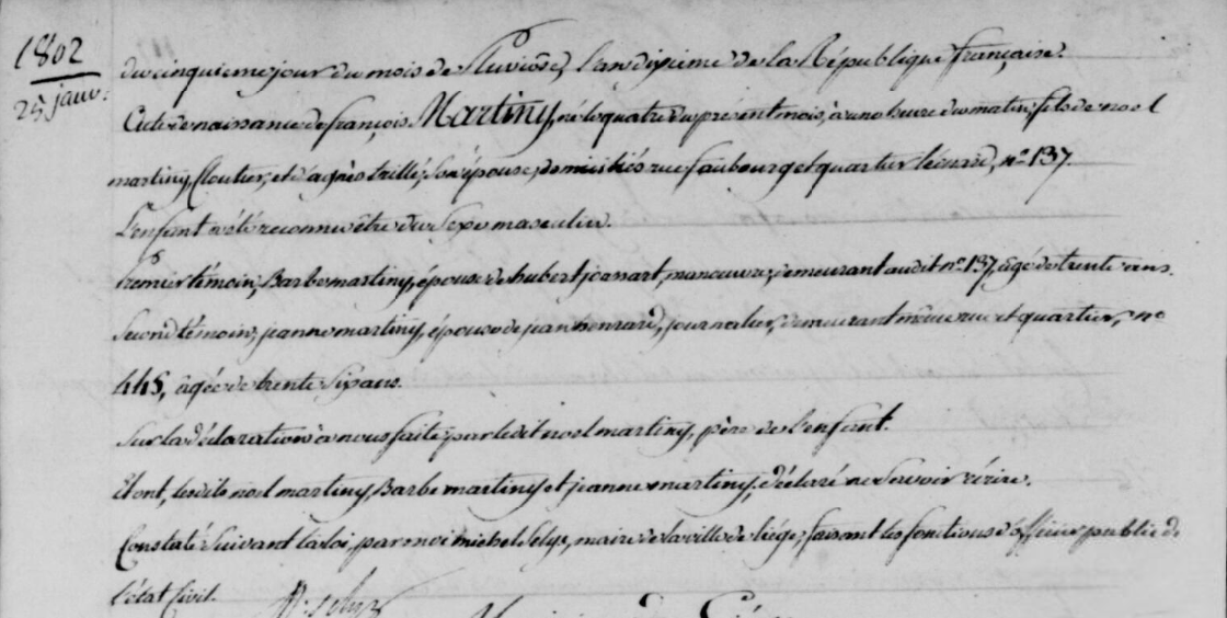 Acte de naissance de Francois MARTINY