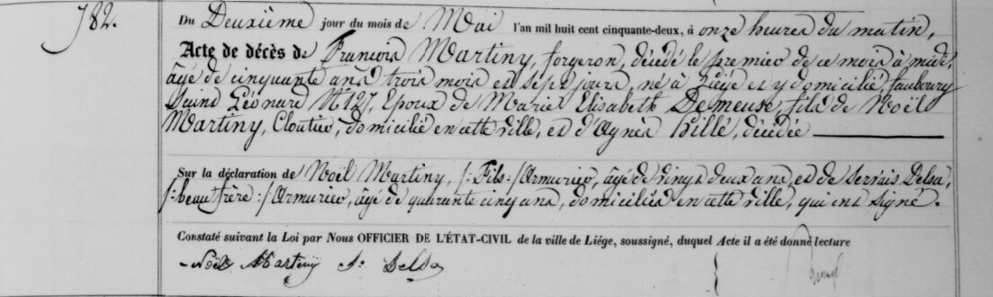 Document de décès de Francois MARTINY