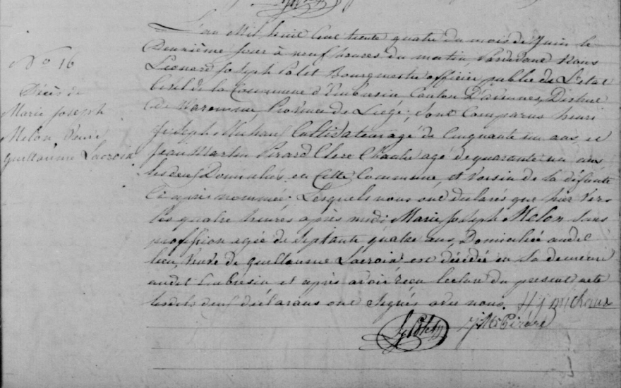 Document de décès de Anne Josepha MELON