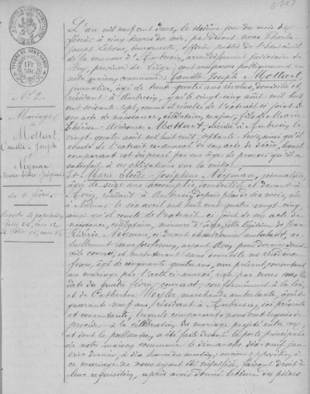 Document numérisé de mariage