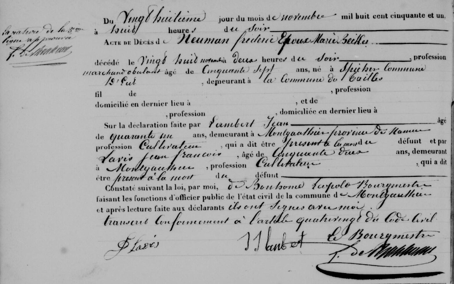 Acte de naissance de Frédéric NEYMAN