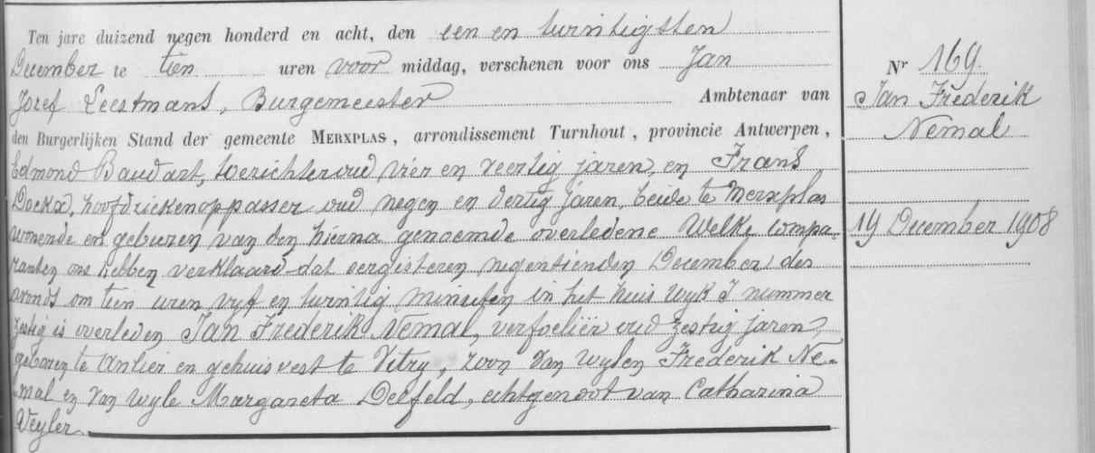 Document de décès de Jean Frédéric NEYMAN