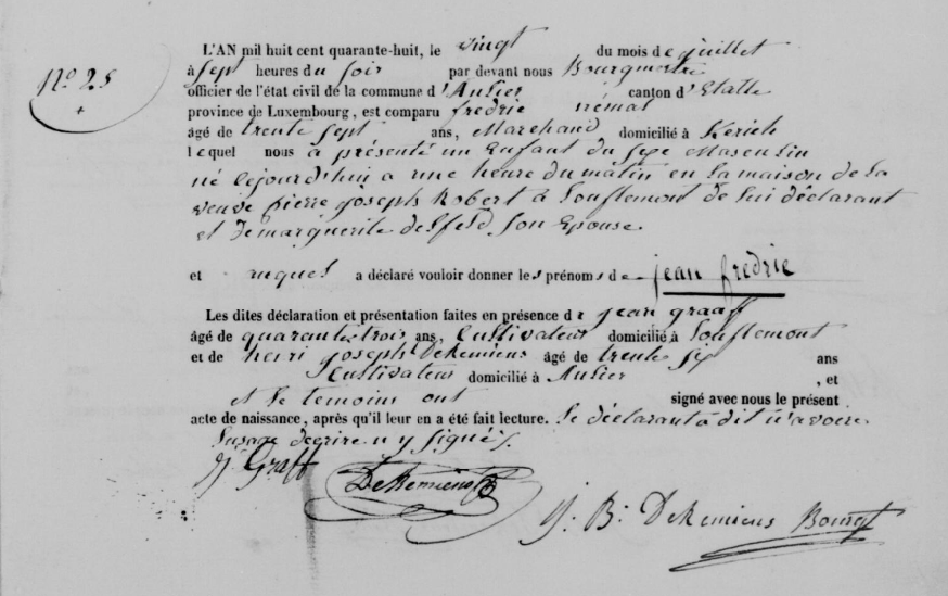 Acte de naissance de Jean Frédéric NEYMAN