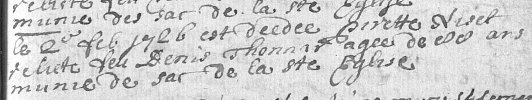 Document de décès de Pierette NIZET