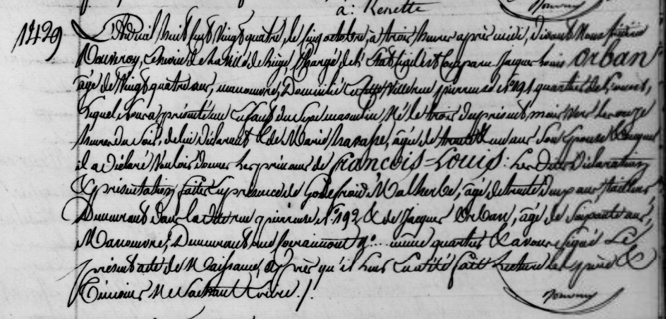 Acte de naissance de Francois Louis ORBAN