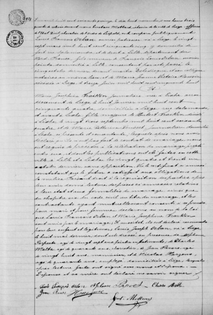 Document numérisé de mariage