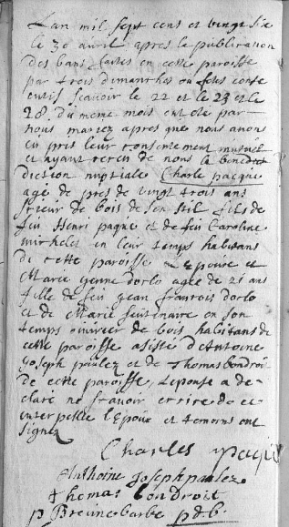 Document numérisé de mariage