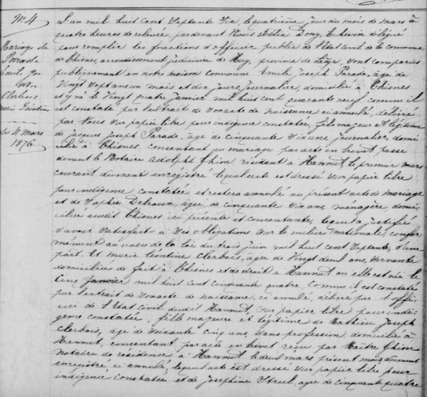 Document numérisé de mariage