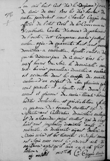 Acte de naissance de Marie Thèrése PAULIN