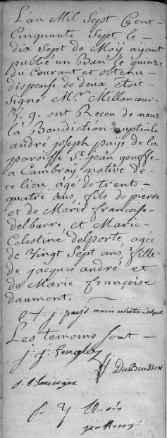 Document numérisé de mariage