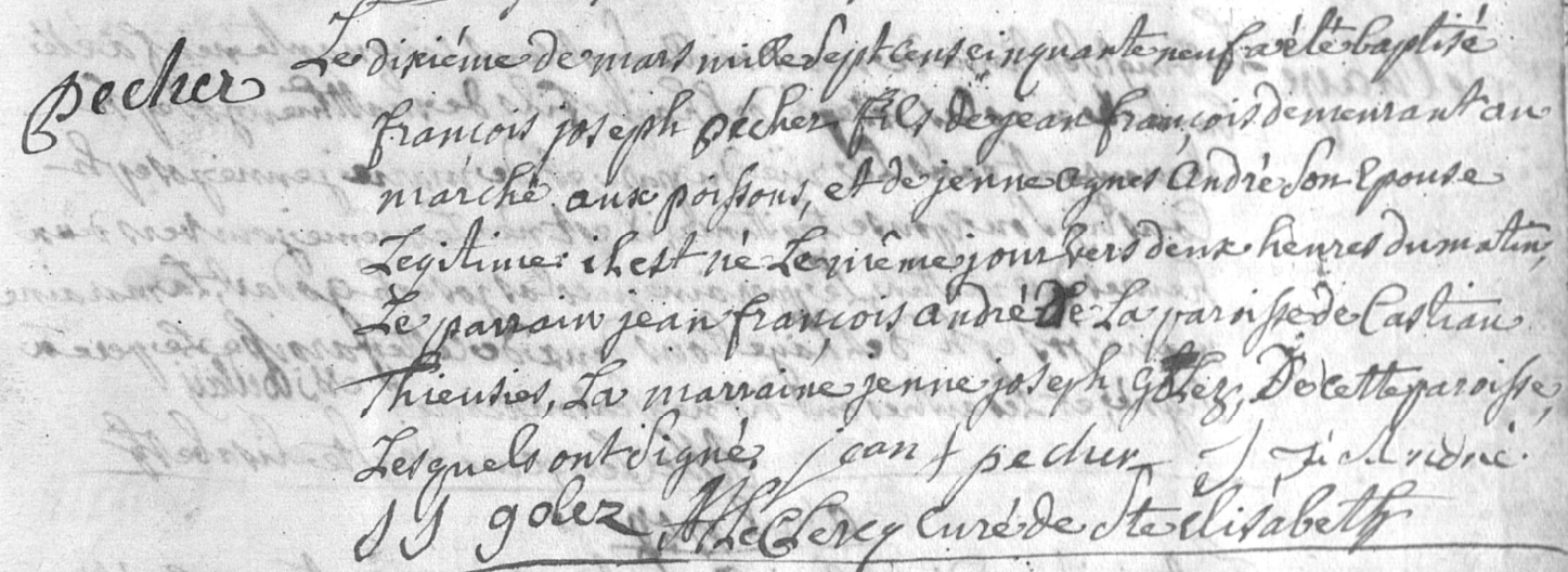 Acte de naissance de François Joseph Pecher