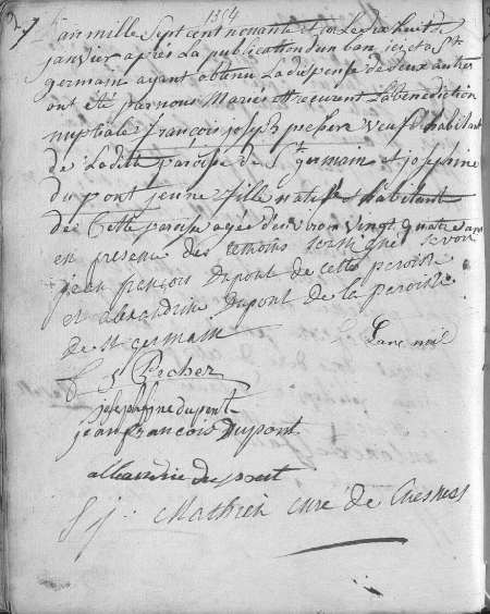 Document numérisé de mariage