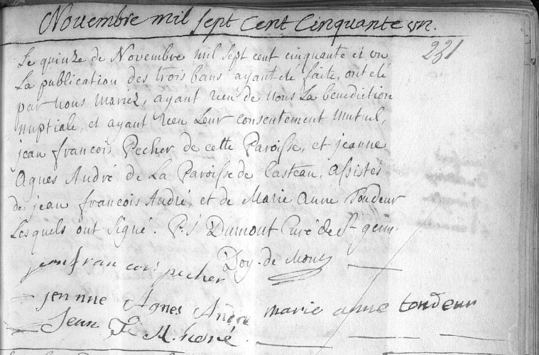 Document numérisé de mariage