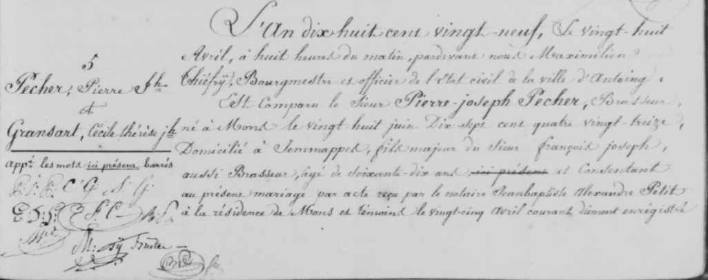 Document numérisé de mariage