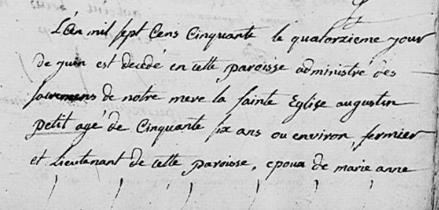 Acte de naissance de Augustin PETIT