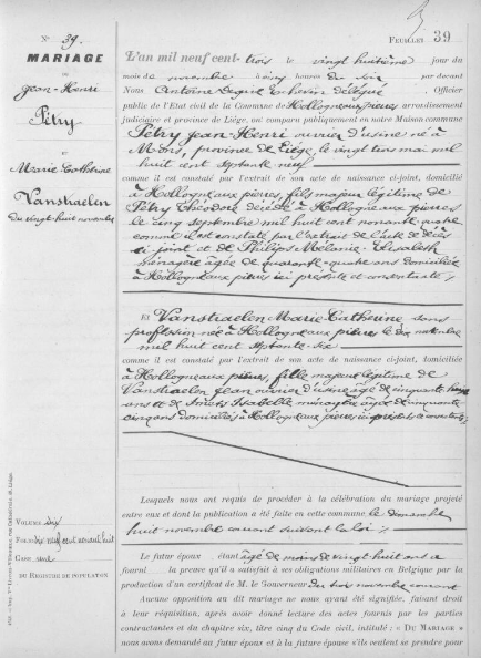 Document numérisé de mariage
