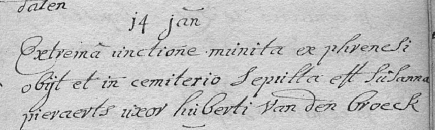 Document de décès de Suzanne PIERAERTS