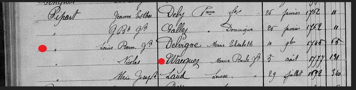 Document numérisé de mariage