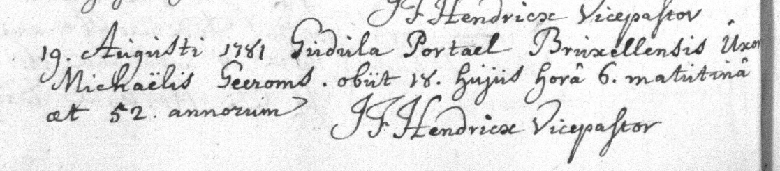 Document de décès de Gudula PORTAEL