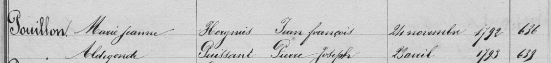 Document de décès de Marie Allegonde POUILLON