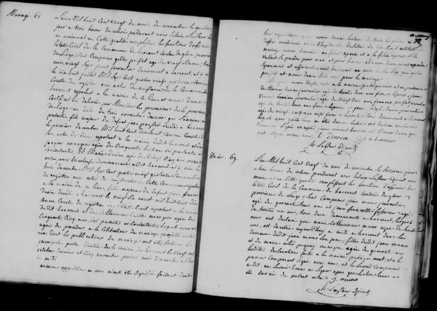 Document numérisé de mariage