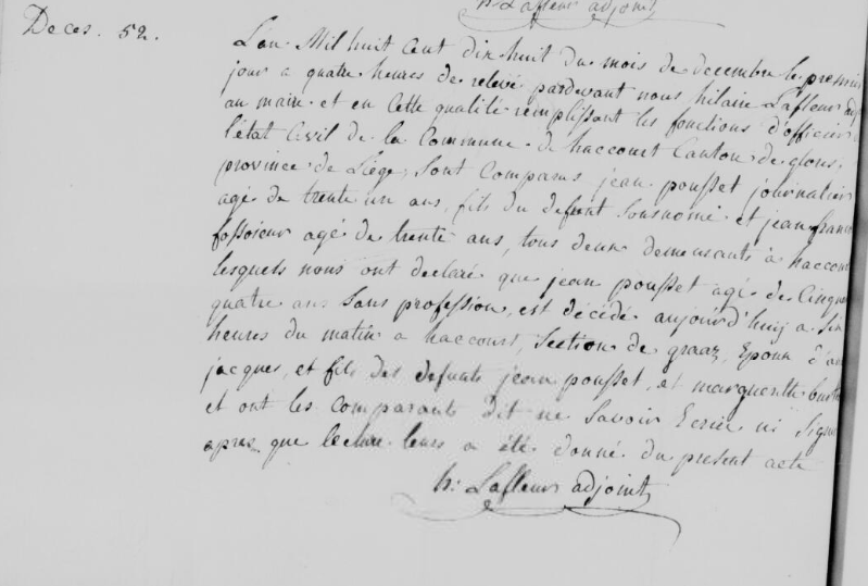 Acte de naissance de Jean V. POUSSET