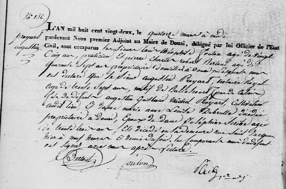 Acte de naissance de Augustin PROYART