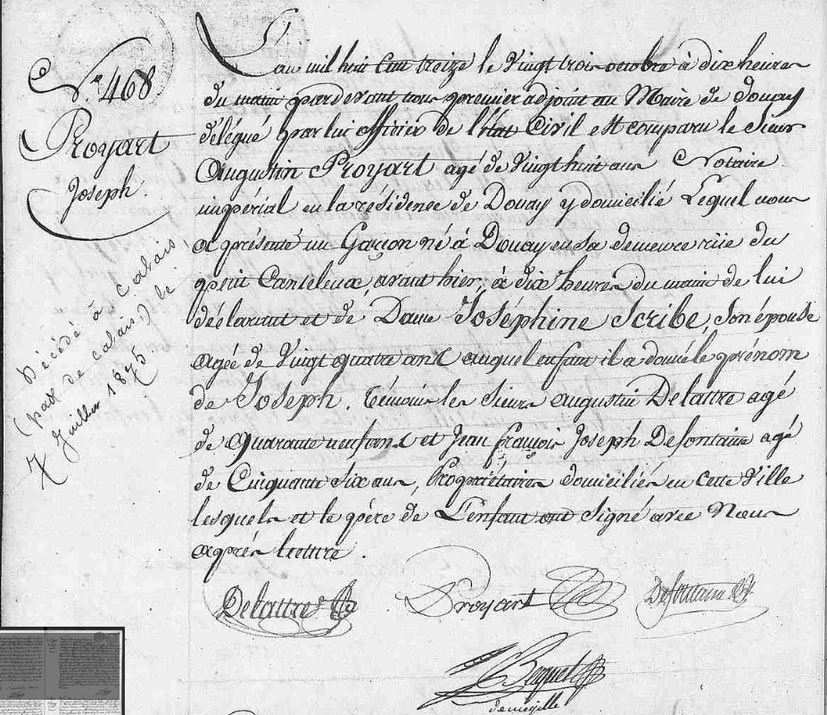 Acte de naissance de Joseph PROYART