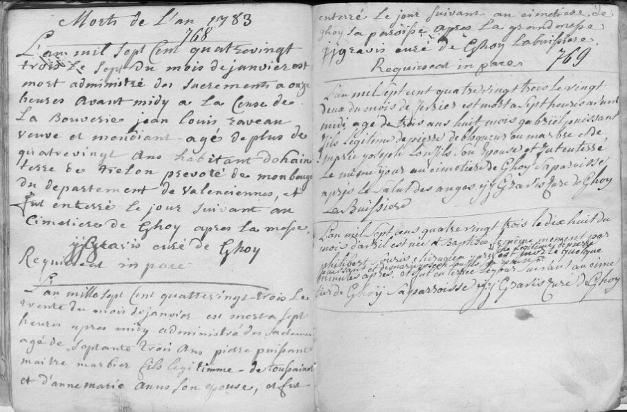 Acte de naissance de Pierre Joseph PUISSANT