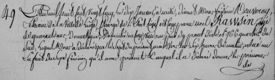 Acte de naissance de Marie Jeanne Victoire RAWSIN