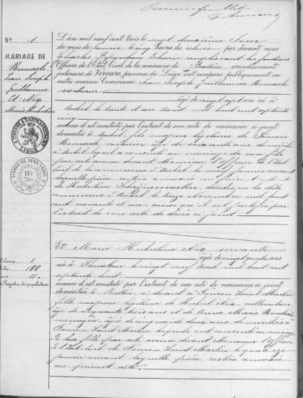 Document numérisé de mariage