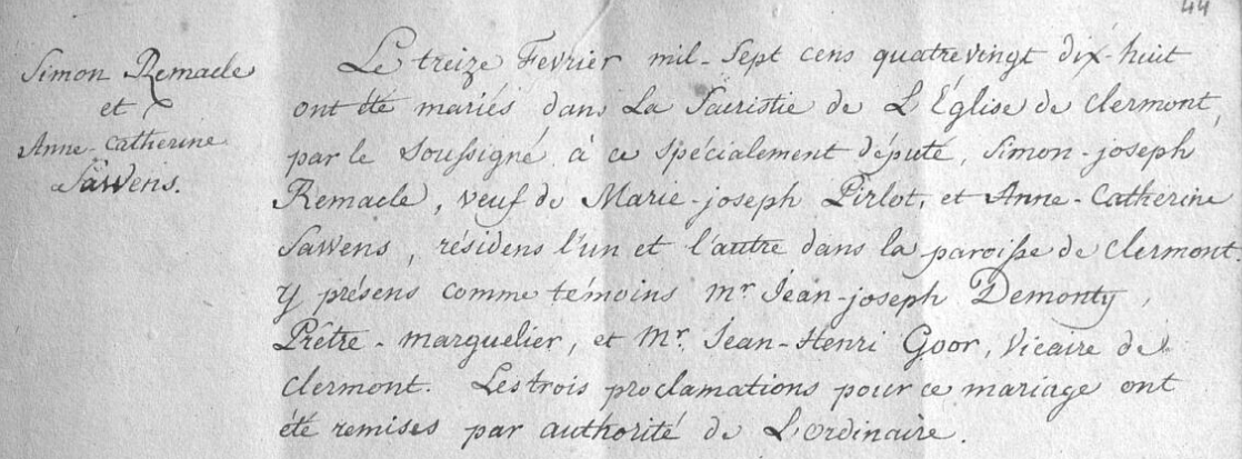 Document numérisé de mariage