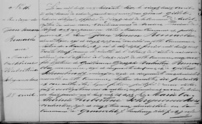 Document numérisé de mariage