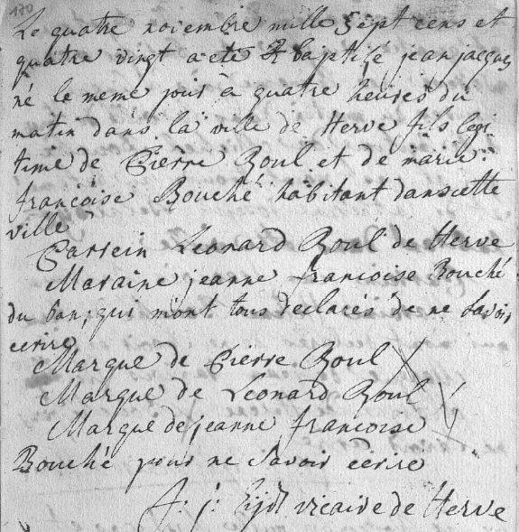 Acte de naissance de Jean Jacques REUL