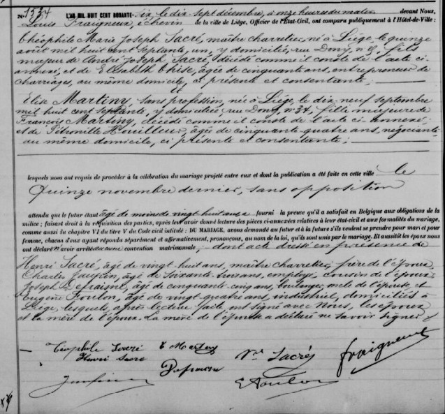 Document numérisé de mariage
