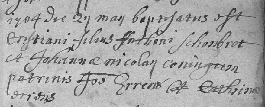 Acte de naissance de Christian SCHOONBROODT