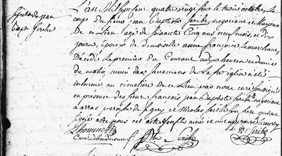 Acte de naissance de Jean Baptiste Nicolas SCRIBE